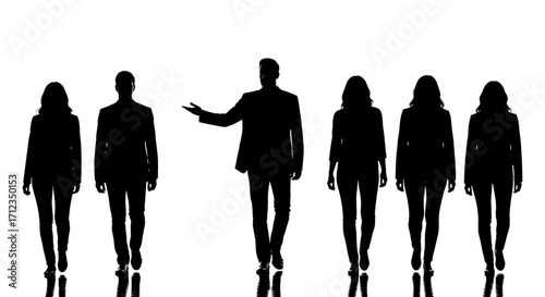 silhouette people go set isolated on white background