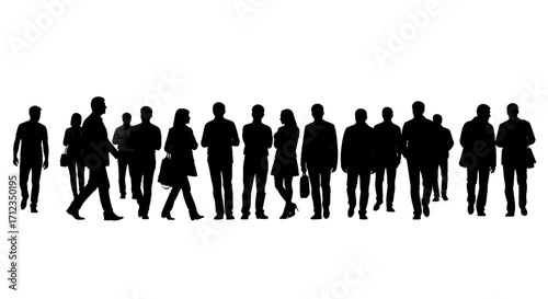 silhouette people go set isolated on white background