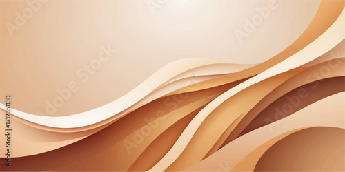 Abstract wave vector design with a smooth, brown, and orange curved line pattern illustration for a dynamic background