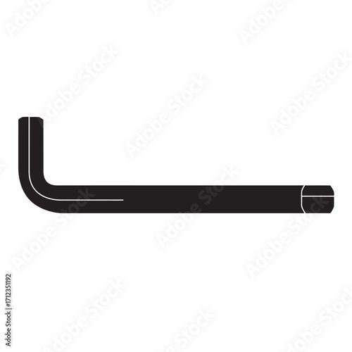 black and white silhouette of Allen key vector on white background