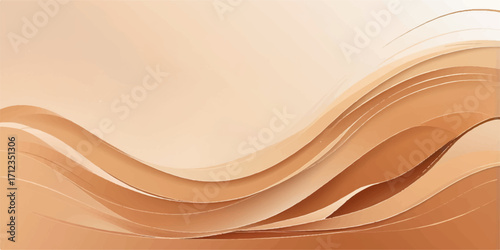 Abstract gold and orange vector waves create a light wooden grain pattern backdrop