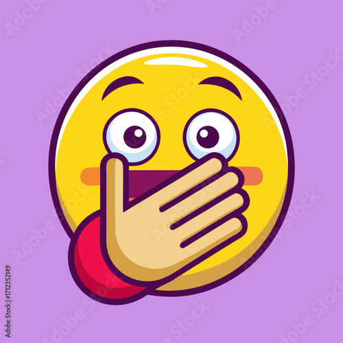 Surprised emoji covering mouth with hand expressing shock or speechless moment emotion