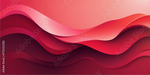 Smooth artistic red and pink waves form a vibrant silk pattern for a futuristic digital background
