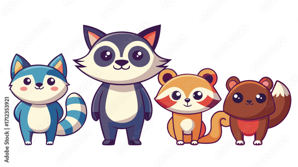 Naklejka premium animal, fox, cartoon, vector, dog, illustration, cat, love, set, baby, teddy, toy, fun, art, cute, pet, brown, heart, funny, character, adorable, kid, valentine, animals, childhood