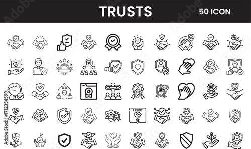 Collection of trust and security icons representing reliability and safety
