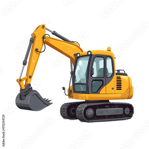 excavator yellow heavy equipment construction industrial machine vehicle