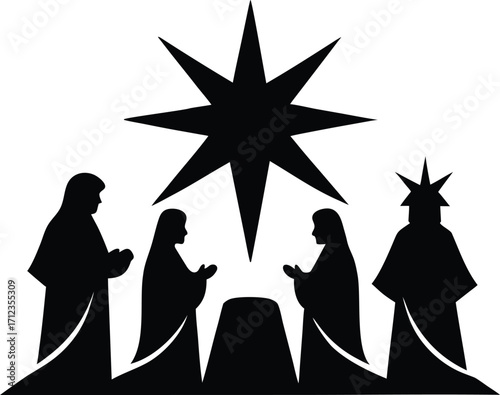Bethlehem star, silhouette, vector, illustration