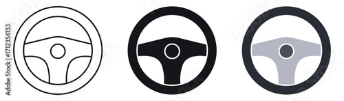 Steering wheel  icon set , car steering wheel symbol . Vector illustration .