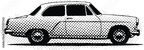 Classic car illustration with detailed design and vintage style.