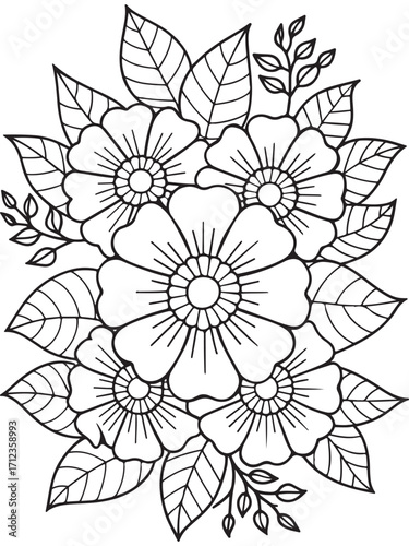 flowers Coloring Book Pages flowers for Relaxation and Stress Relief on