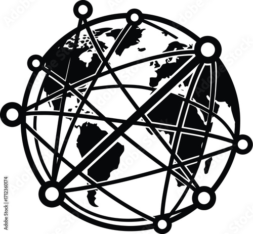Global network, communication lines, connecting the world