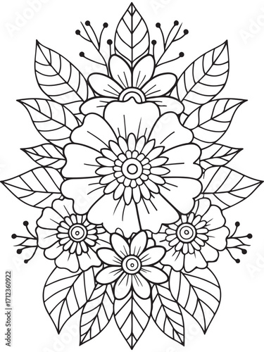 flowers Coloring Book Pages flowers for Relaxation and Stress Relief on
