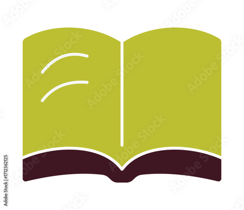 Simple open book icon in a modern flat design. An illustration for education, knowledge, and reading, isolated on a white background.