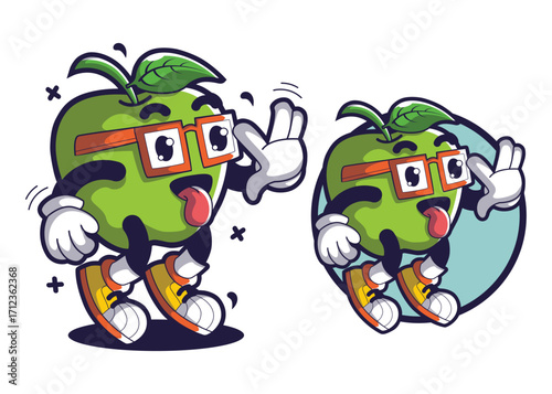 Green apple cartoon characters