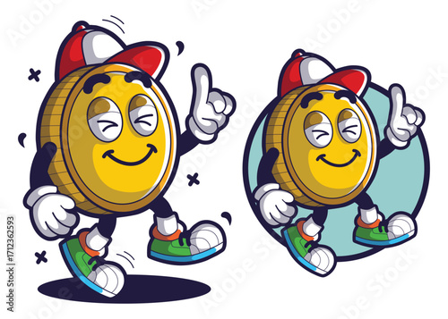 Coin cartoon characters illustration