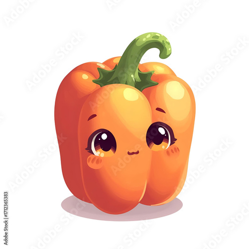 paprika orange cute face adorable cartoon vegetable illustration