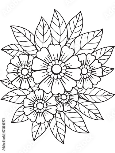 Flower coloring pages for adults and kids 