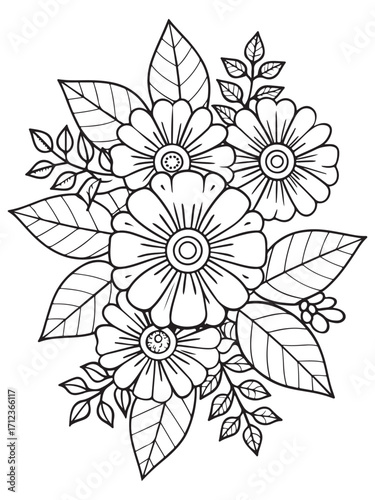 Flower coloring pages for adults and kids 