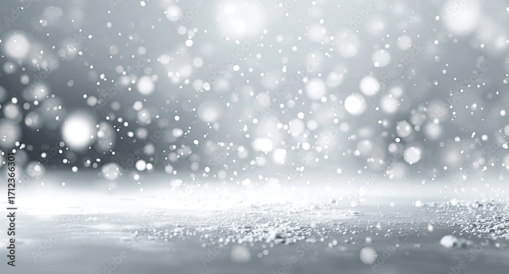 Fototapeta premium Soft, silvery background with falling glittering particles