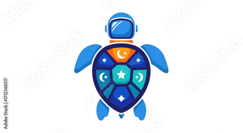 Astronaut Turtle with Celestial Shell - A Cosmic Sea Creature.