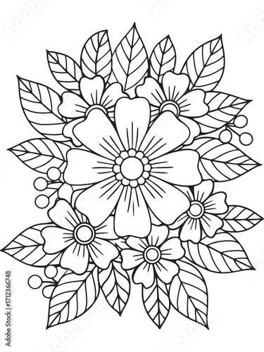 Flower coloring pages for adults and kids 