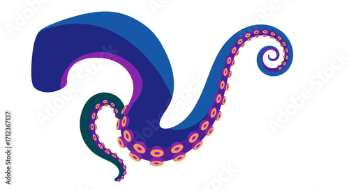 Blue Octopus Tentacles Curl and Swirl.