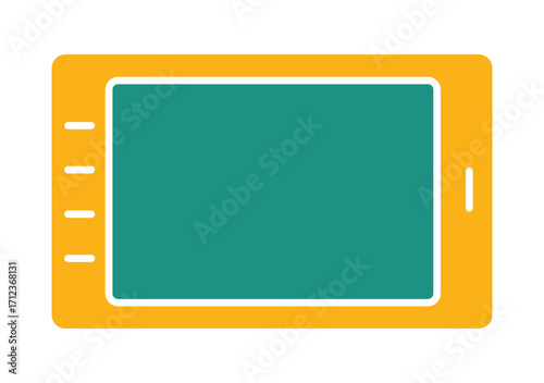 Simple colorful tablet computer icon in a modern flat design. A graphic for technology, e-learning, and communication with a blank screen for mockups.