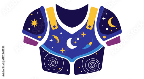 Celestial knight armor decorated with moon and stars.