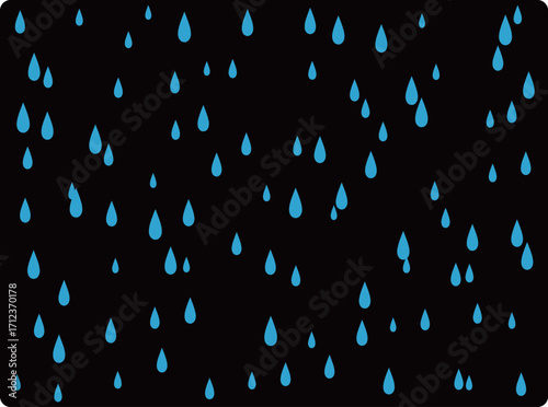 Abstract black and white illustration featuring scattered raindrop shapes. A minimalist pattern design ideal for backgrounds, prints, or graphic projects.