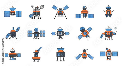 Collection of Colorful Cartoon Spacecraft Designs.