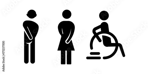 Restroom Symbols  Accessible Unisex WC Icon Set