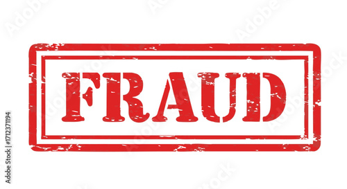 A red rubber stamp imprint with the word "FRAUD" in bold capital letters, surrounded by a rectangular border, on a white background.