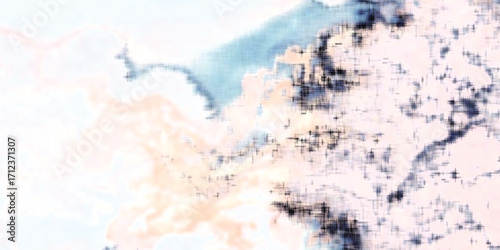 Delicate abstract fluid art texture featuring soft pastel blue peach and white hues speckled with dark granular details.