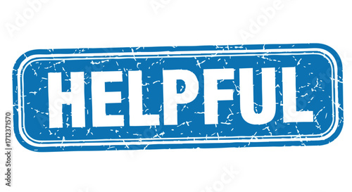 A blue, textured stamp with the word "HELPFUL" in white capital letters, set against a white background.