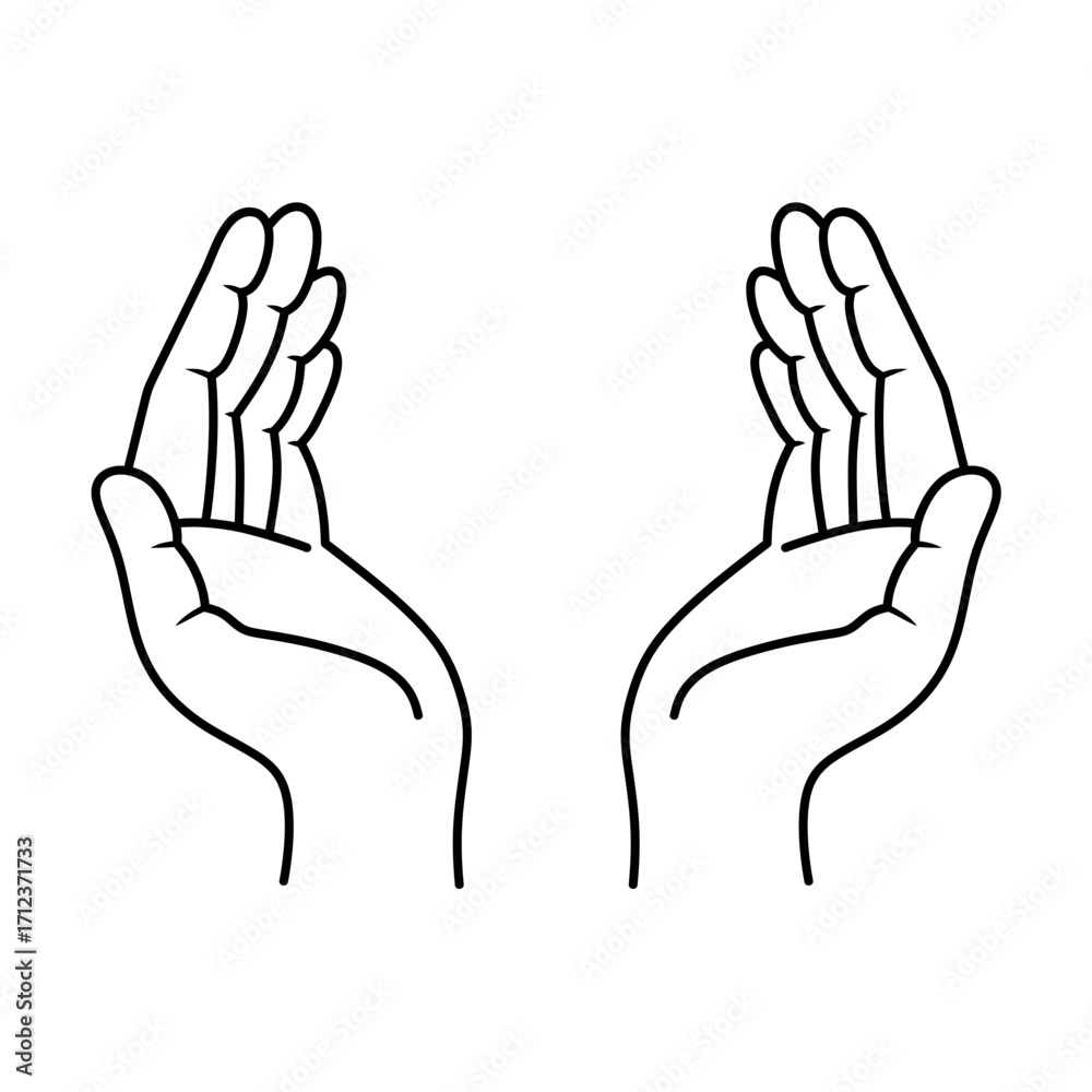 Fototapeta premium Image of hands of a believer praying to God, two hands praying, symbol of Islam, Muslim praying, Hands giving symbol of receiving vector illustration on white background