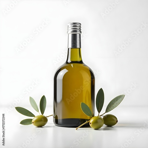 Wallpaper Mural bottle of olive oil with olives and leaves Torontodigital.ca