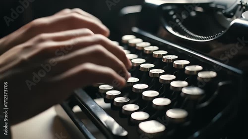 person typing old classic typewriter keyboard writing