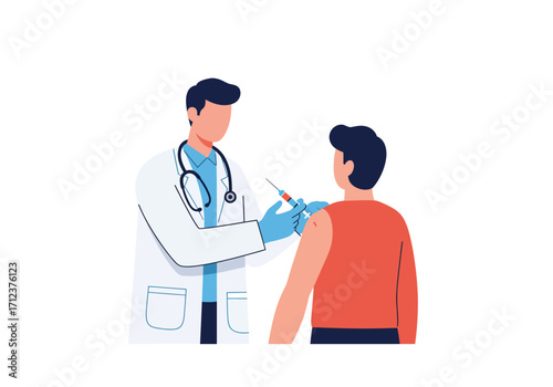Doctor giving injection to person