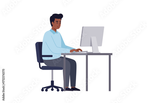 Man at desk using computer