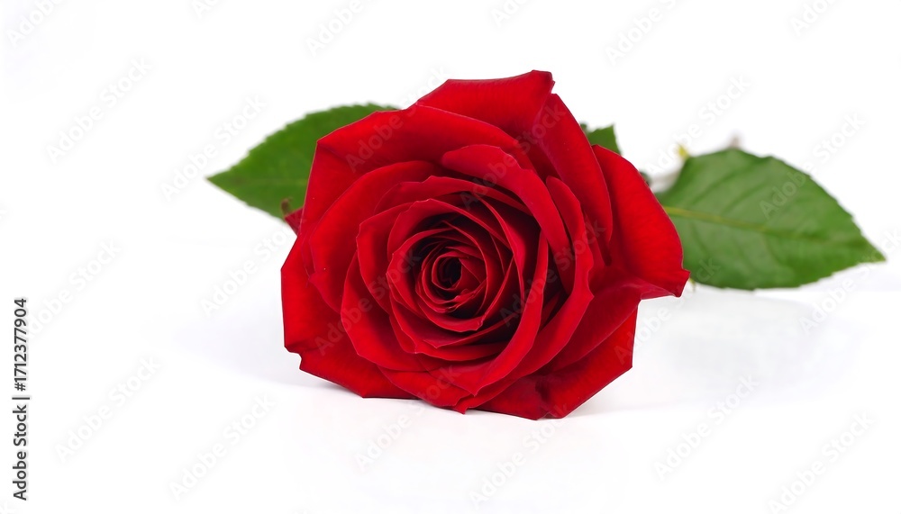 Fototapeta premium Single red rose on white background