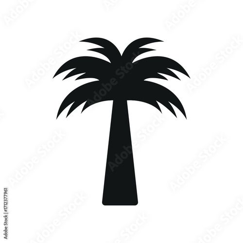 Palm tree icon in glyph for tropical, vacation, and nature content.