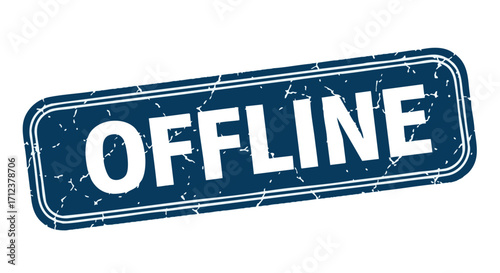 Dark blue rectangular stamp with the word "Offline" in white, distressed effect.