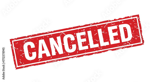 Red rectangular stamp declaring "CANCELLED," signifying cancellation or termination.