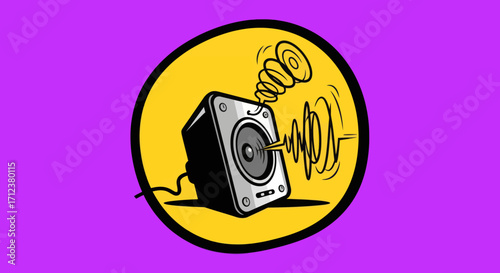 Sound speaker emitting audio waves.