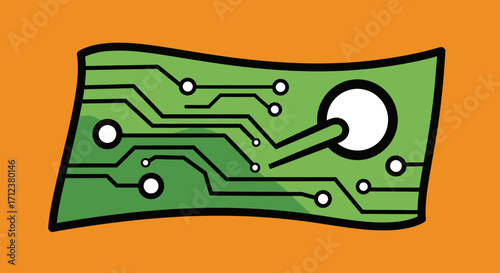 Digital Currency Concept: Green Circuit Board Design on a Banknote.