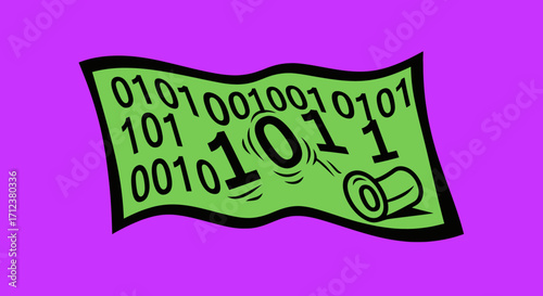 Binary Code Representation of Money.