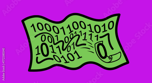 Binary Code Data Stream with Buzz and Alpha.