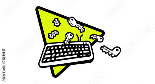 Keyboard and keys concept representing data security and access control.