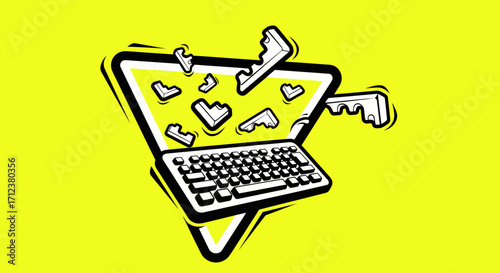 Unlocking Digital Love and Online Dating Concept Illustration.