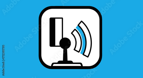 Vector Icon of a Monitor Broadcasting a Wireless Signal.